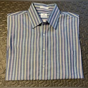 Van Heusen Men's Blue & Multicolor Striped Dress Shirt Size 17.5